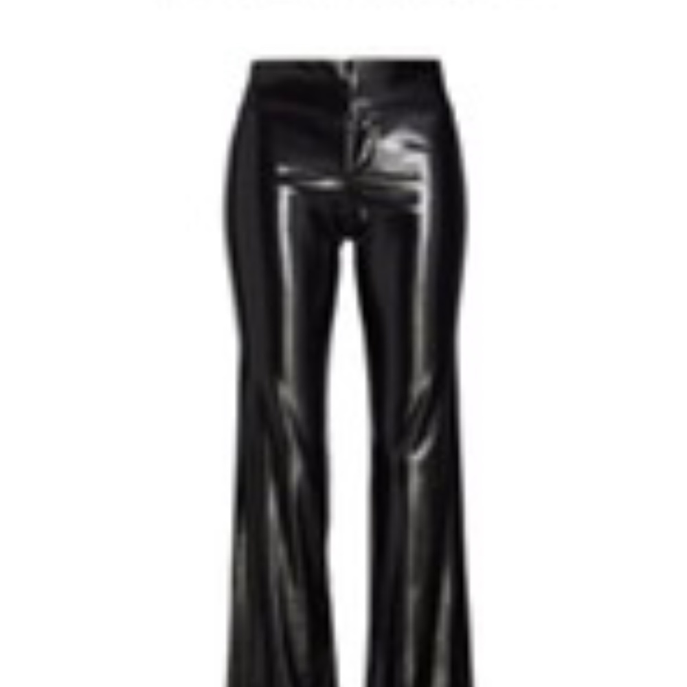 Alice & Olivia Black Vegan Leather bootcut pants